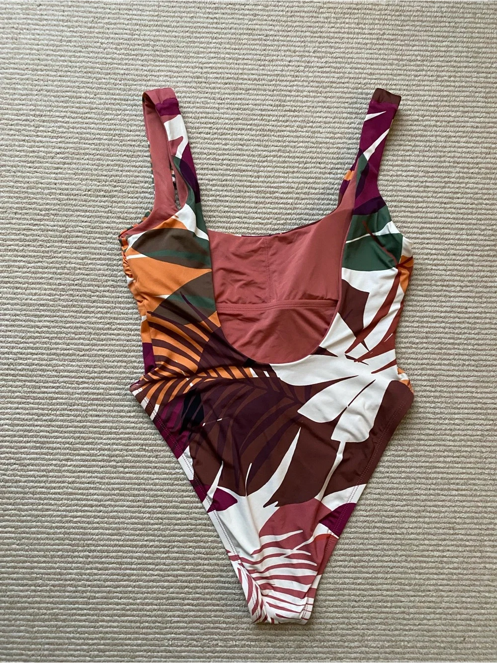 NWOT Vitamin A Cheeky One-Piece Swimsuit High Cut Tropical Fall Colors Medium